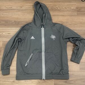 adidas Gray Hooded Full-Zip Jacket with Team Logo